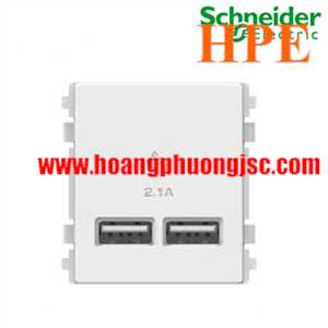 Ổ sạc USB 2.1A đôi Size S Zencelo màu trắng 8432USB_WE Schneider