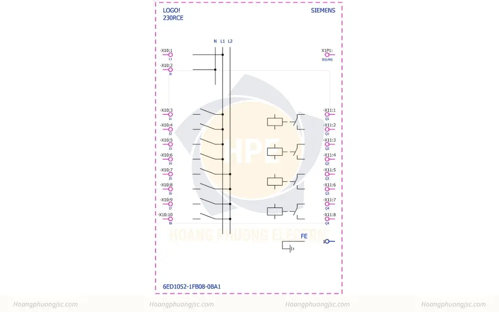 Cách đấu nối Siemens Simatic 6ED1052-1FB08-0BA1 Bộ lập trình điều khiển LOGO! 230RCE