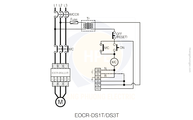 Cách đấu nối sơ đồ đấu dây Schneider EOCR-DS1T