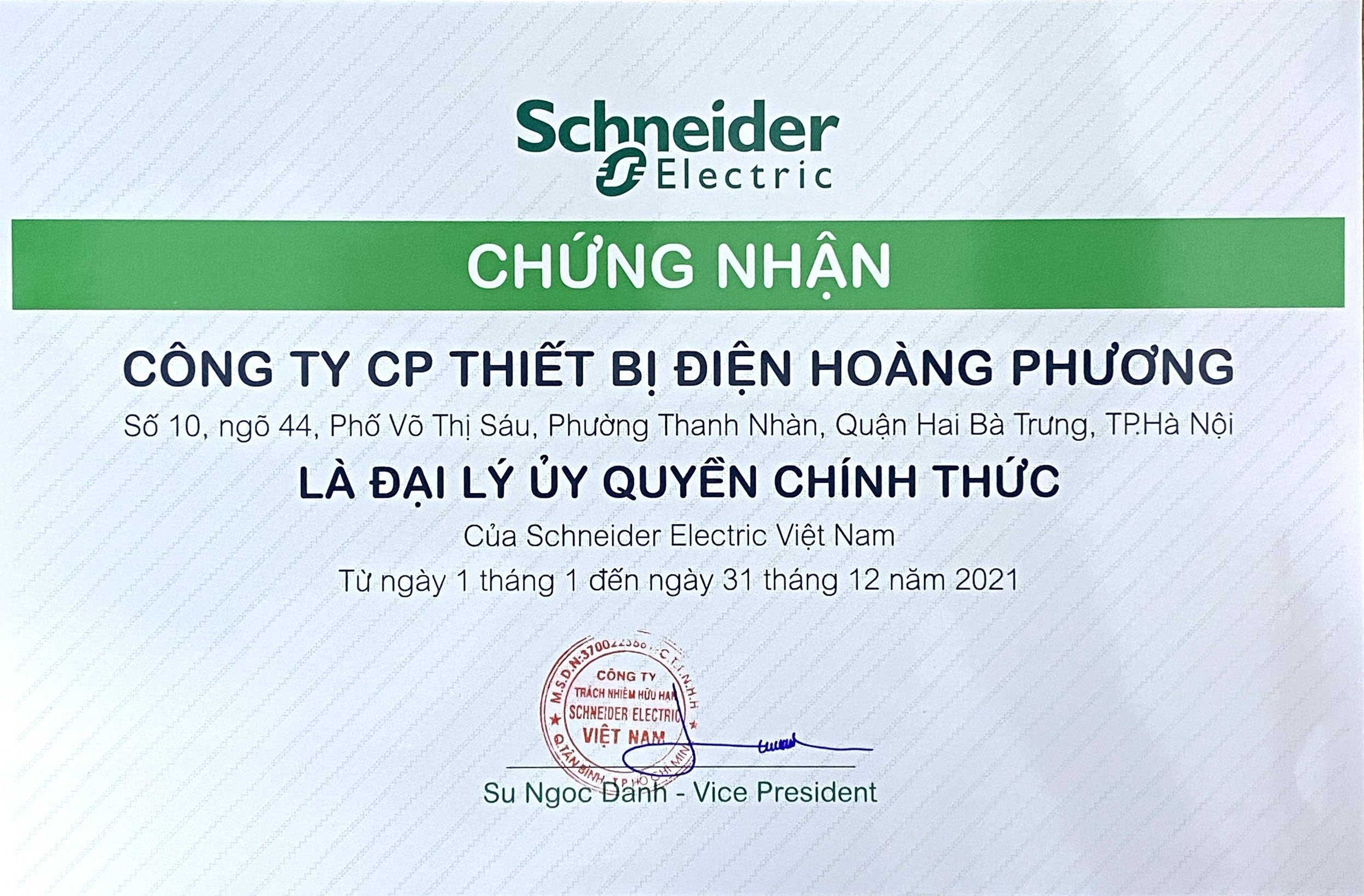 Nhà phân phối thiết bị điện Schneider chính hãng tại Việt Nam với hơn 10 năm kinh nghiệm. Đại lý ủy quyền Schneider Electric liên tục từ 2020 đến 2025.