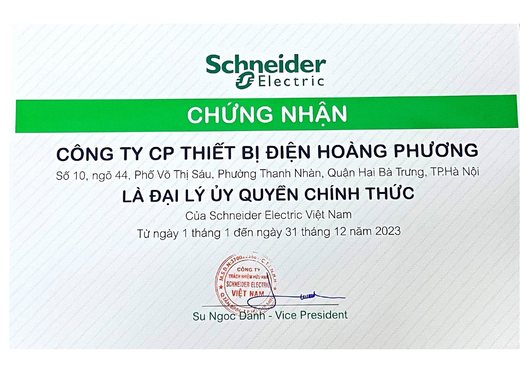 Nhà phân phối thiết bị điện Schneider chính hãng tại Việt Nam với hơn 10 năm kinh nghiệm. Đại lý ủy quyền Schneider Electric liên tục từ 2020 đến 2025.