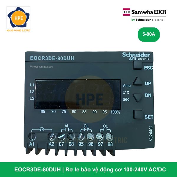 EOCR3DE-80DUH - Rơ le bảo vệ động cơ, 100-240V ACDC, dạng xuyên cáp (Hole type)