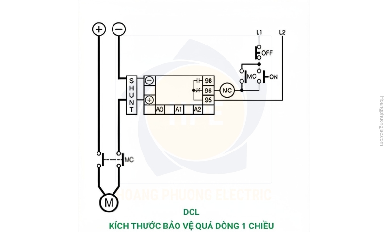 Kích thước bảo vệ quá dòng 1 chiều DCL Schneider