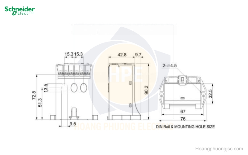 Kích thước máy bảo vệ quá dòng EOCRDS1