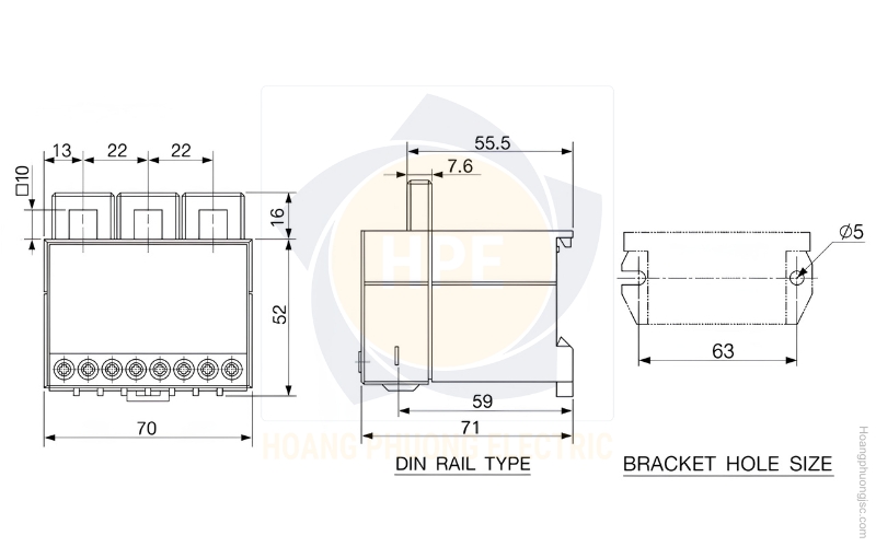 Kích thước rơ le EOCR-3E420 Schneider