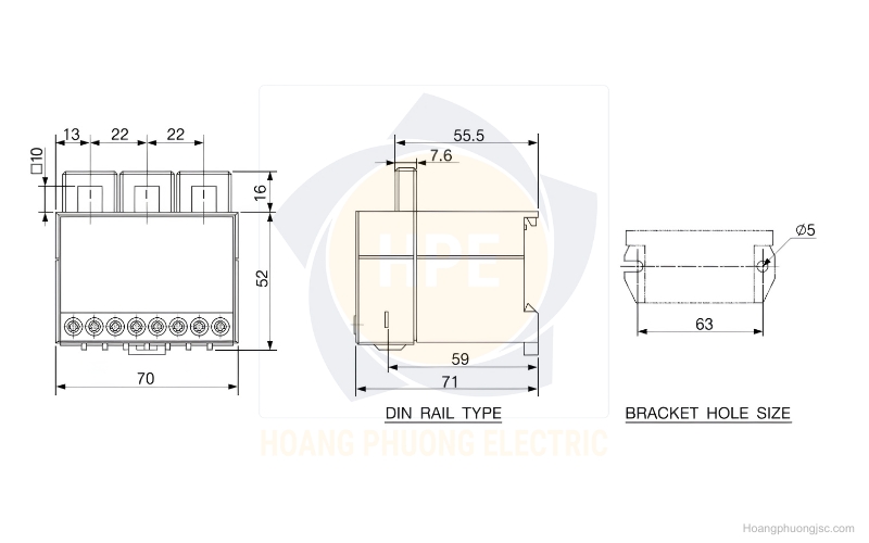 Kích thước rơ le EOCR-3EBZ Schneider