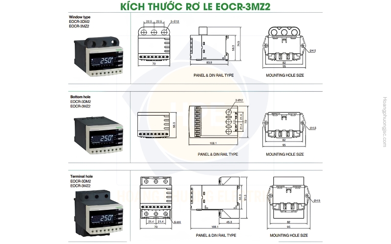 Kích thước rơ le EOCR-3MZ2 Schneider