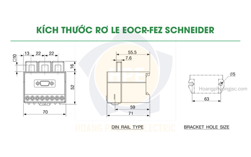 Kích thước rơ le EOCR-FEZ Schneider