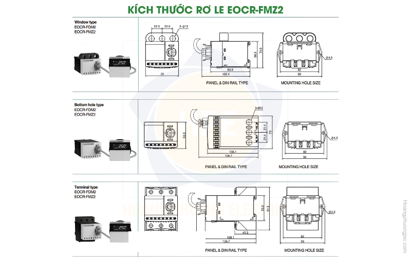 Kích thước rơ le EOCR-FMZ2 Schneider