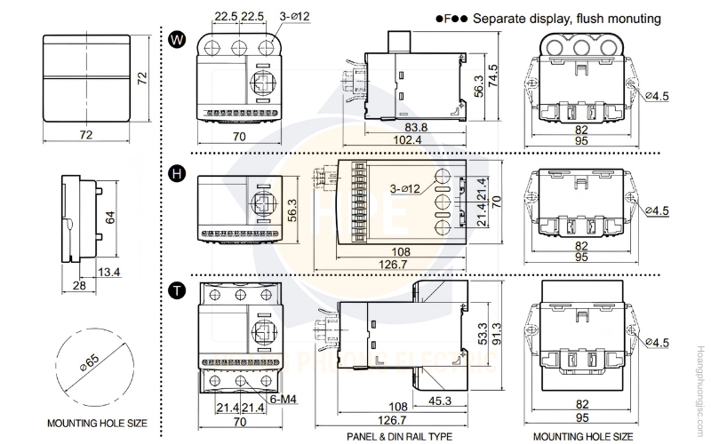 Kích thước rơ le EOCR-iFMS Schneider