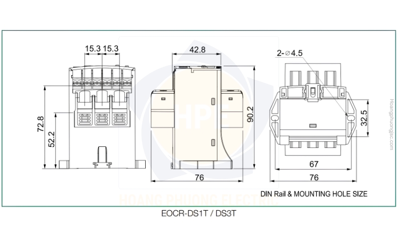 Kích thước rơ le EOCR-DS1T Schneider