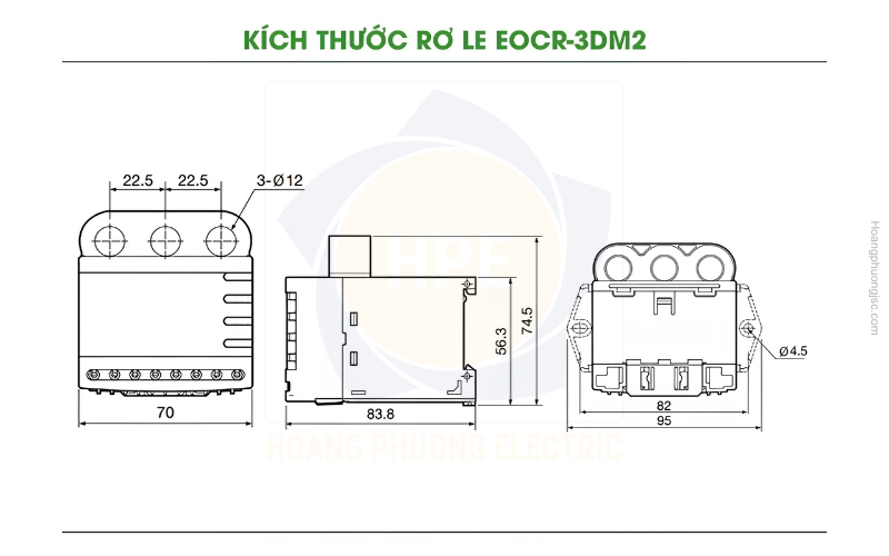 Kích thước rơ le điện tử 3DM2-WRDUHZ Schneider