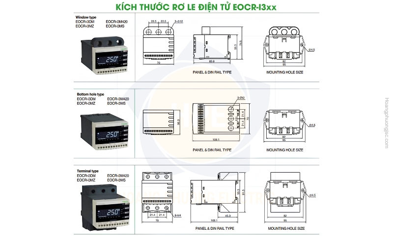 Kích thước rơ le điện tử i3MZ Schneider