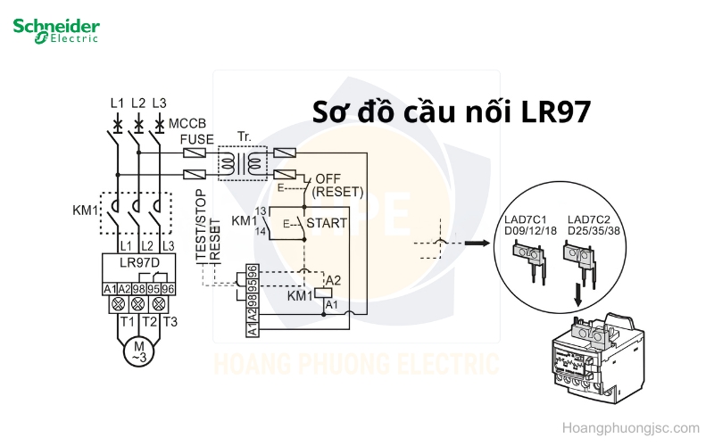 Sơ đồ cầu nối rơ le điện tử LR97 Schneider