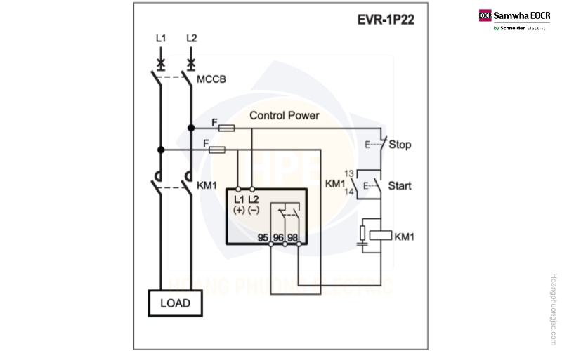 Sơ đồ đấu nối Rơ-le EVR-1P22 Schneider