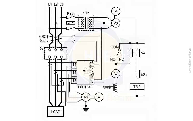 Sơ đồ đấu nối rơ le EOCR-4E Schneider