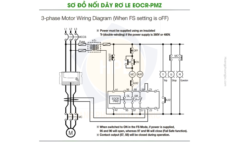 Sơ đồ đấu nối rơ le EOCR-PMZ Schneider