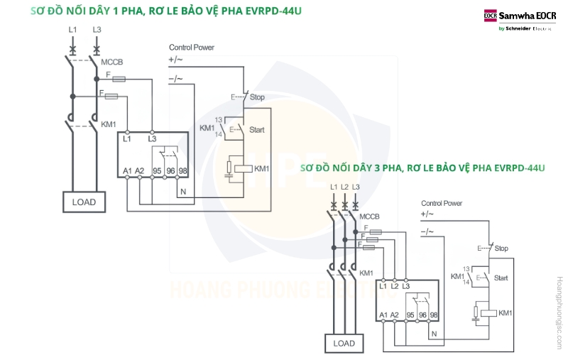 Sơ đồ nối dây Rơ le EVRPD-44U Schneider