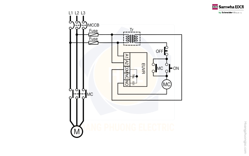 Sơ đồ nối dây Rơ-le bảo vệ EUVR Schneider