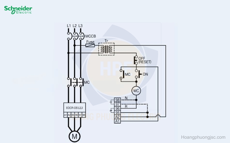 Sơ đồ nối dây máy rơ le Schneider EOCRDS3