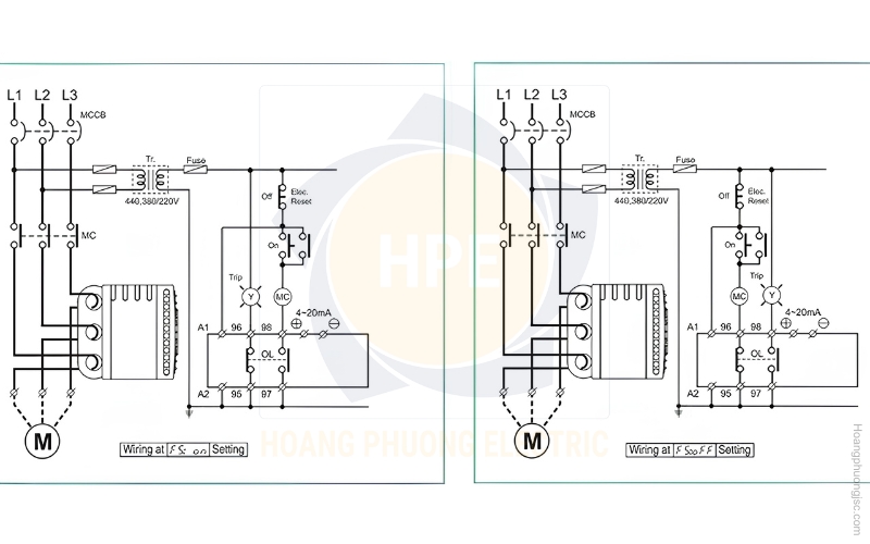 Sơ đồ nối dây rơ le EOCR-3E420 Schneider