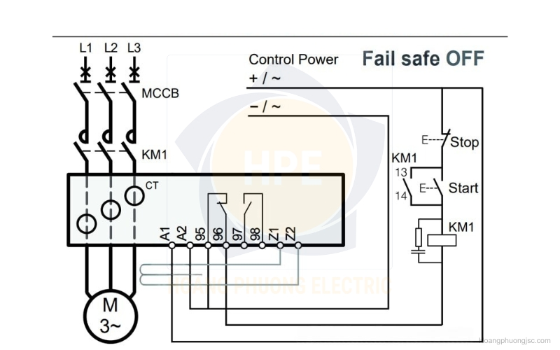 Sơ đồ nối dây rơ le EOCR-3EZ Schneider