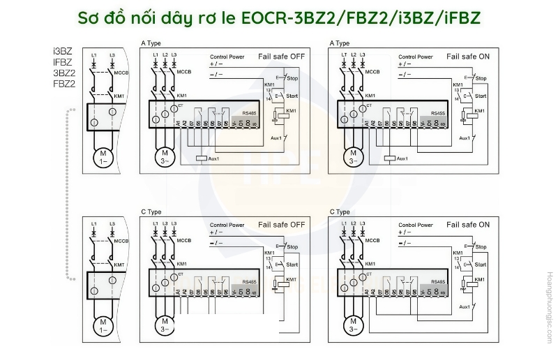 Sơ đồ nối dây rơ le EOCR-FBZ2 Schneider
