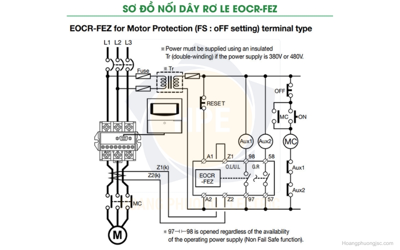 Sơ đồ nối dây rơ le EOCR-FEZ Schneider