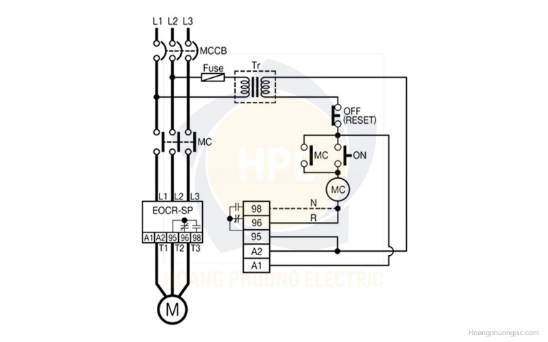 Sơ đồ nối dây rơ le EOCR-SP Schneider