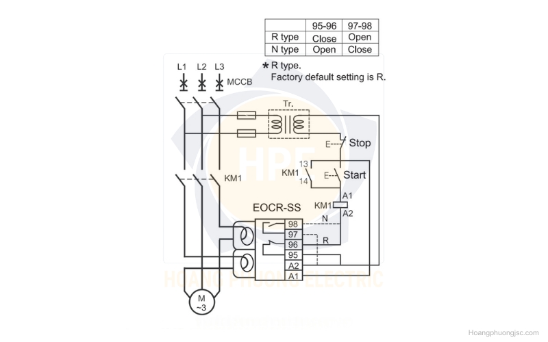 Sơ đồ nối dây rơ le EOCR-SS Schneider