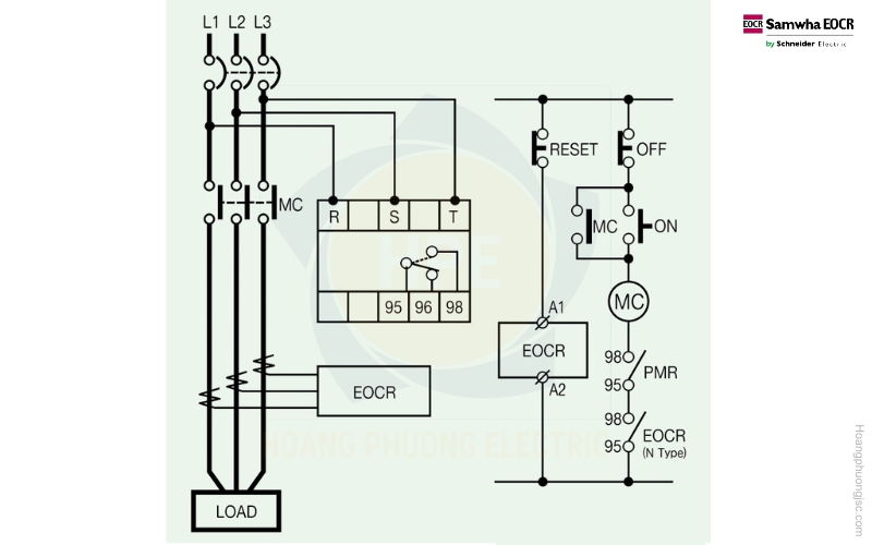 Sơ đồ nối dây rơ le PMR Schneider