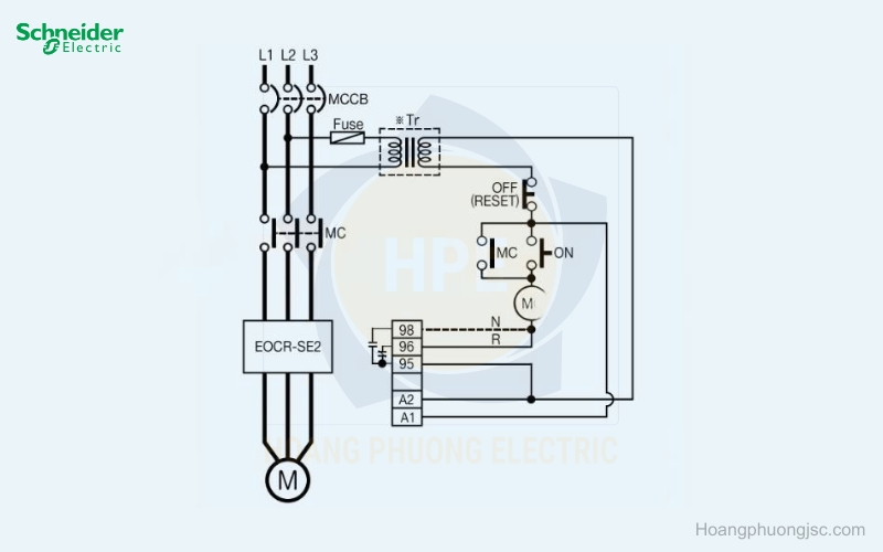 Sơ đồ nối dây rơ le Schneider EOCRSE2
