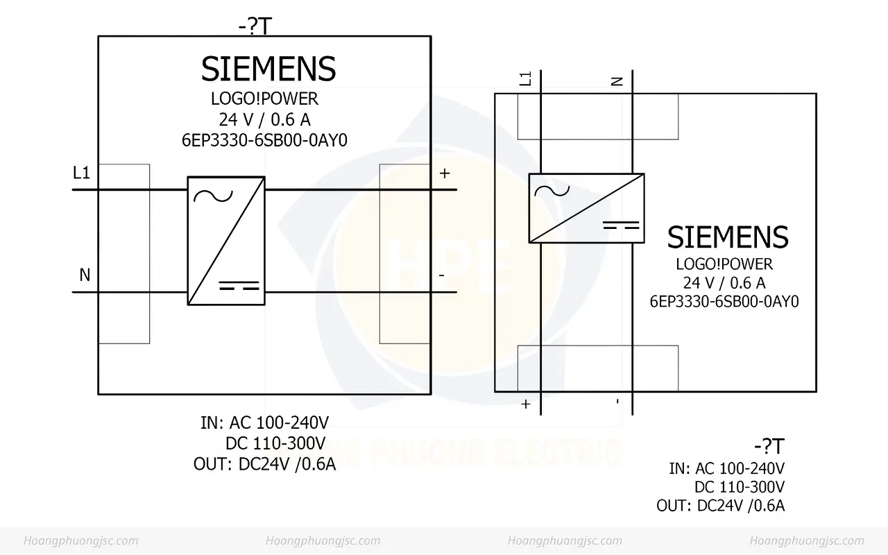 Cách đấu nối Siemens Simatic 6EP3330-6SB00-0AY0 Bộ nguồn LOGO! POWER 24V 0.6A