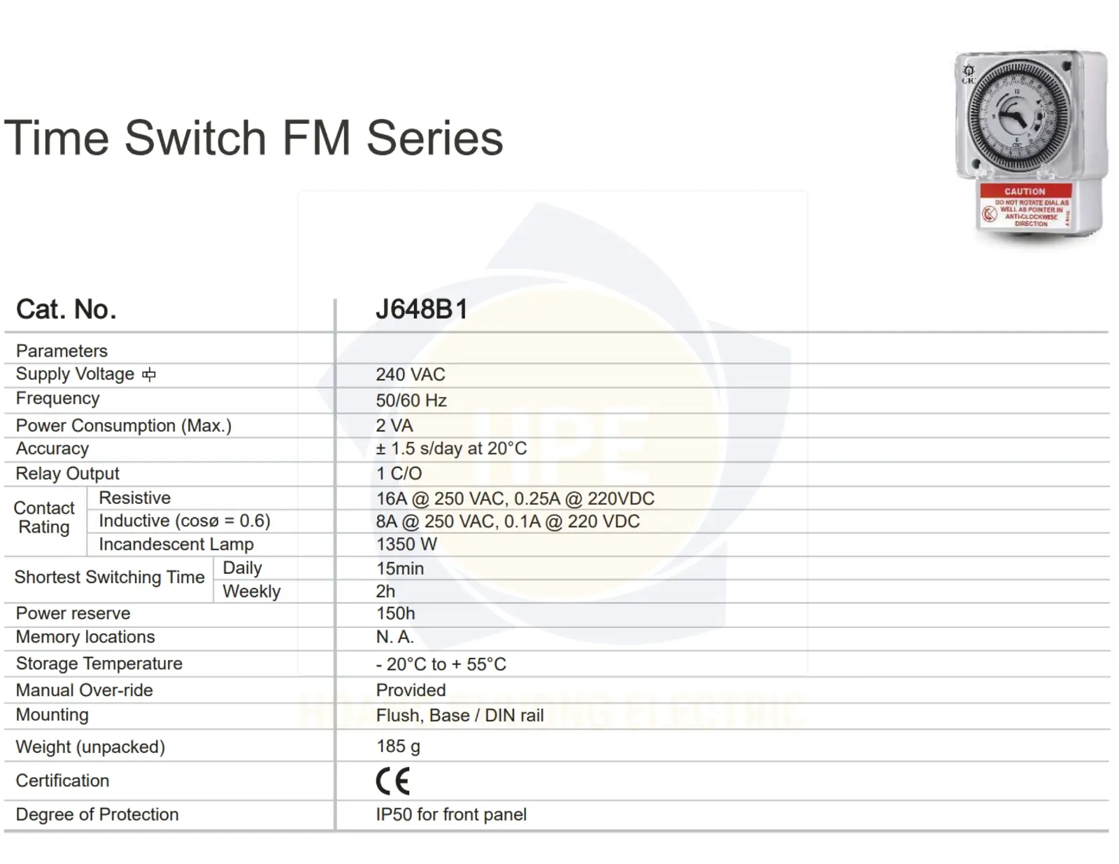 J648B1 GIC | Bộ hẹn giờ 24h J648B1 GIC 240 VAC