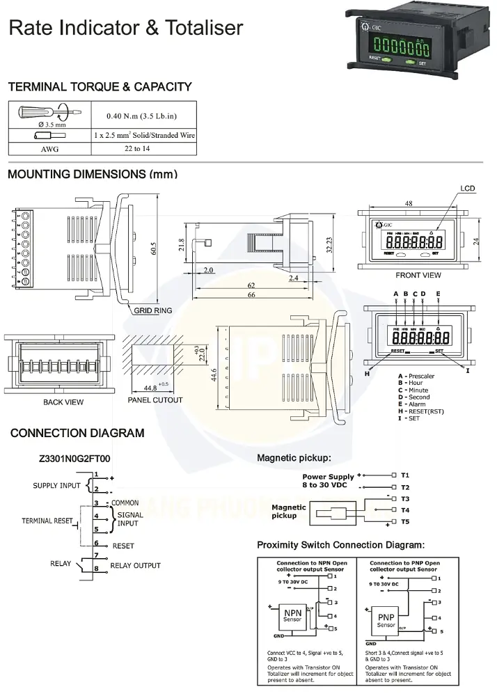 Z3301N0G2FT00 GIC | Bộ đếm thời gian GIC 9 – 30VDC
