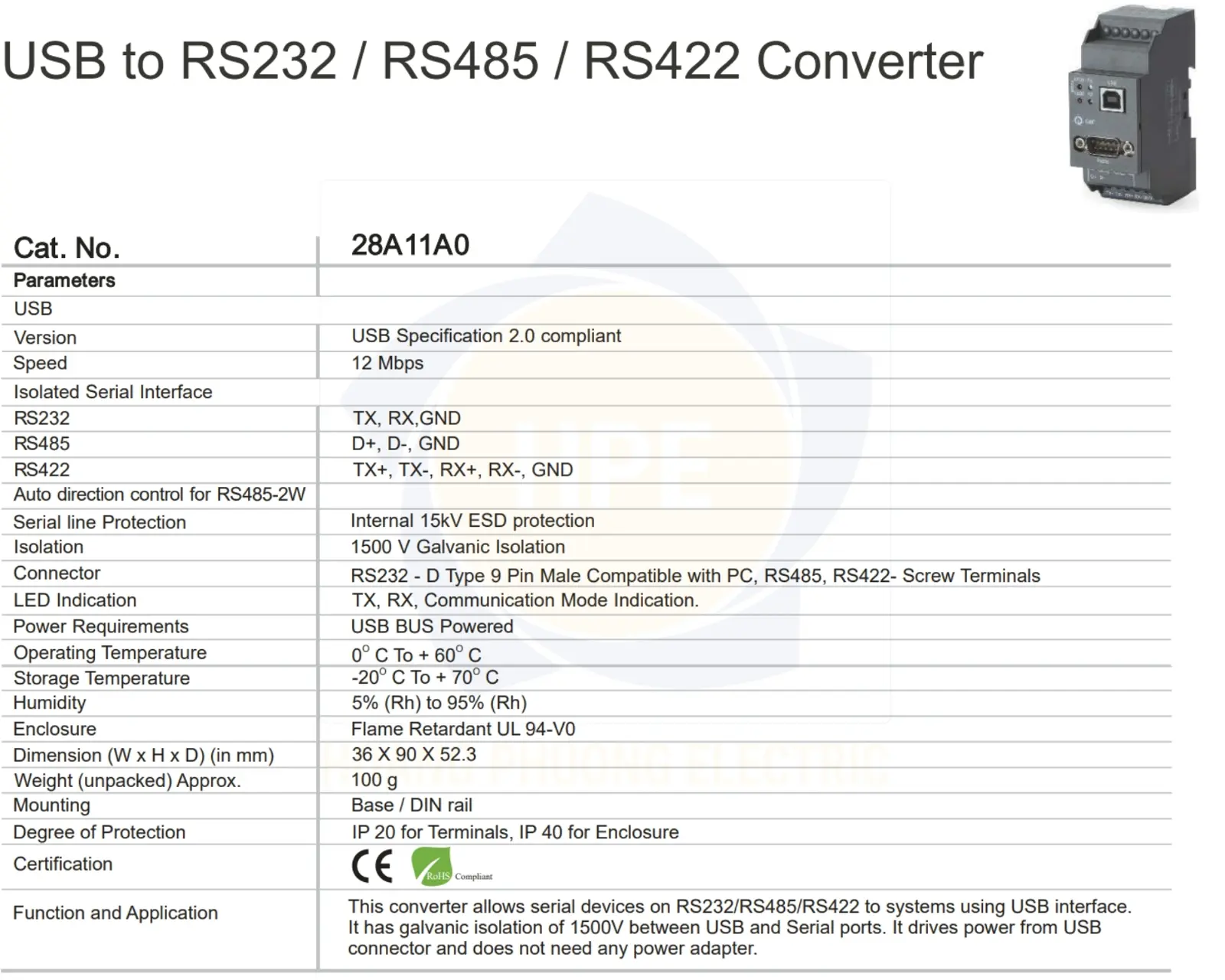28A11A0 GIC | USB chuyển đổi sang RS232 RS485 RS422 GIC