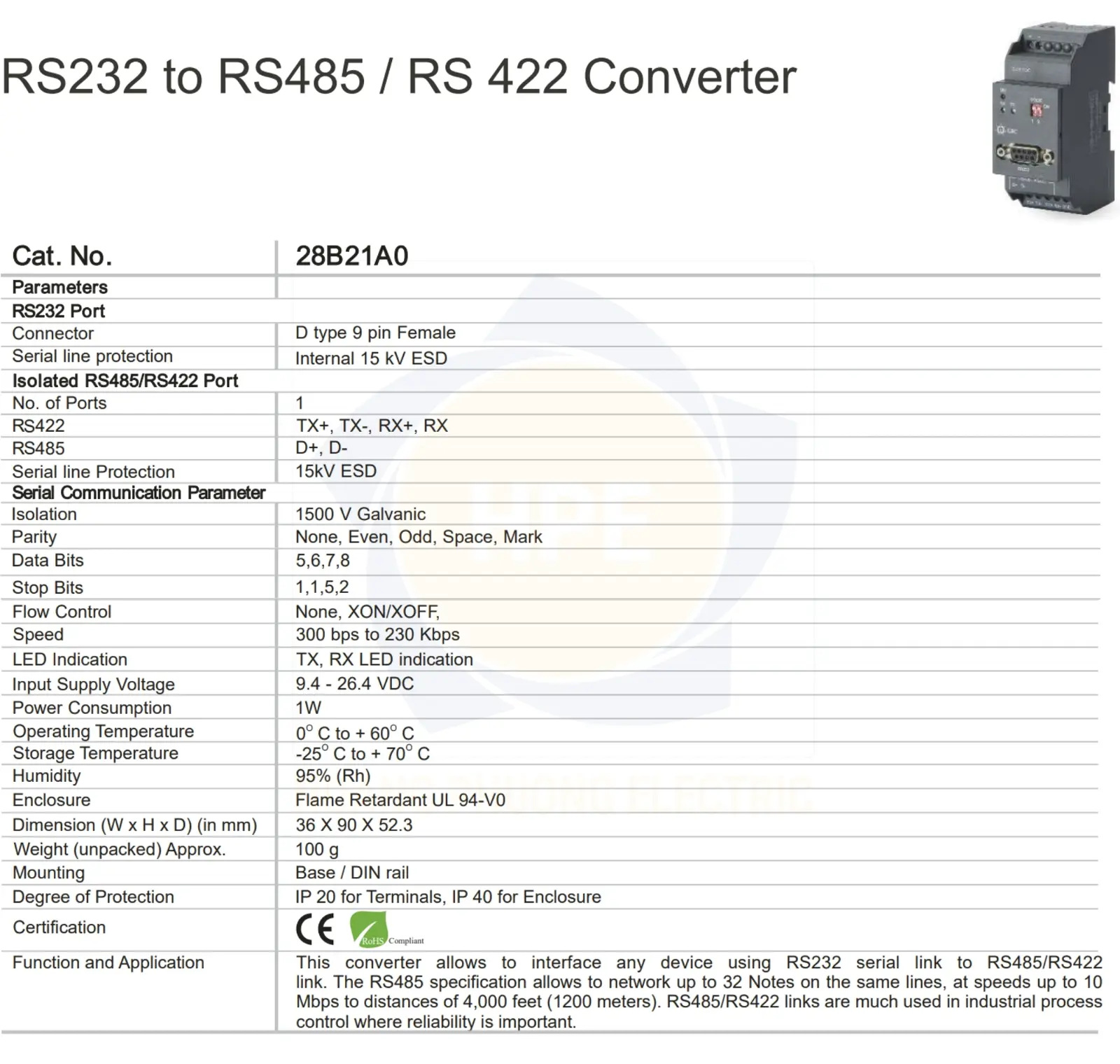 28B21A0 GIC | Bộ chuyển đổi tín hiệu RS 232 sang RS485RS422 GIC