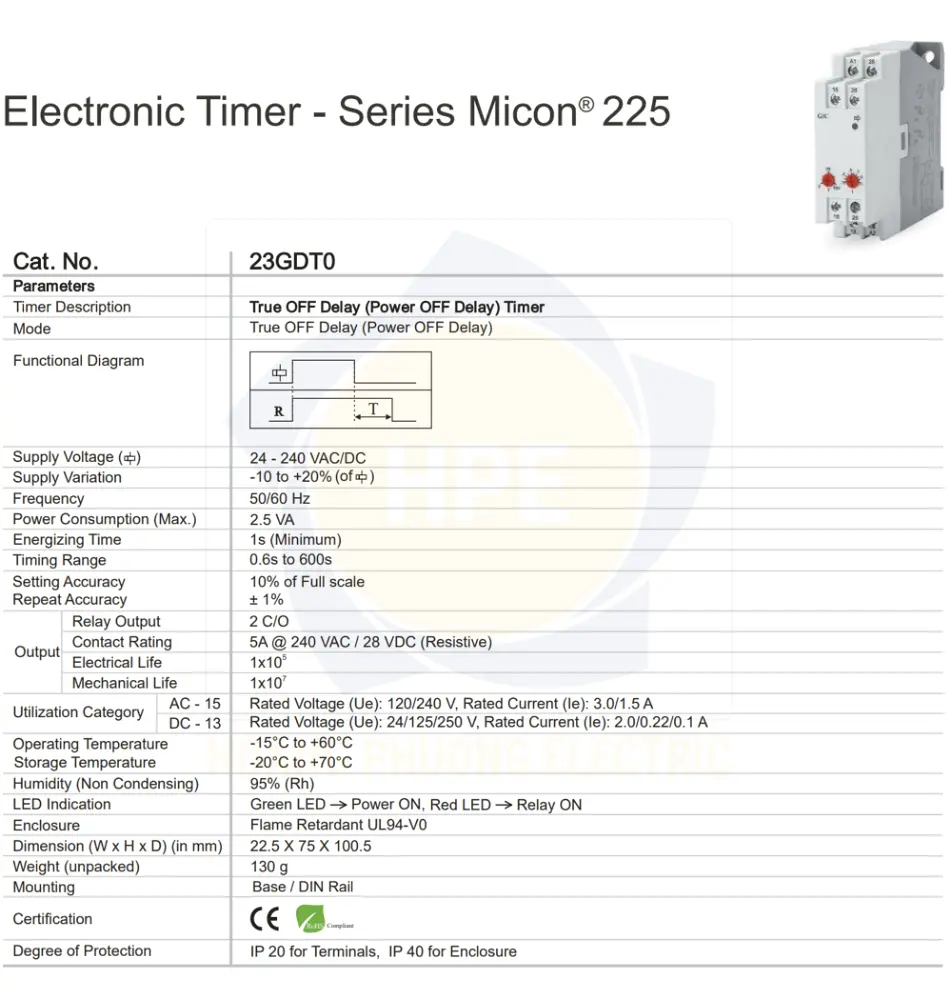 23GDT0 GIC | Rơ le cài đặt thời gian GIC 24 – 240 VAC/DC