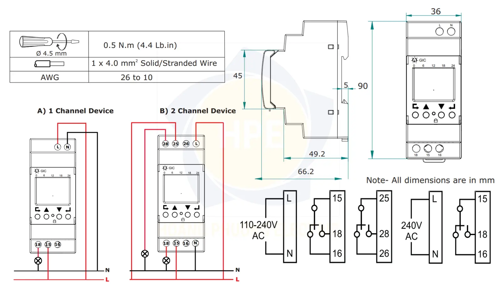 WT1SCDS GIC | Timer thời gian thực kỹ thuật số 24 giờ GIC 240 VAC