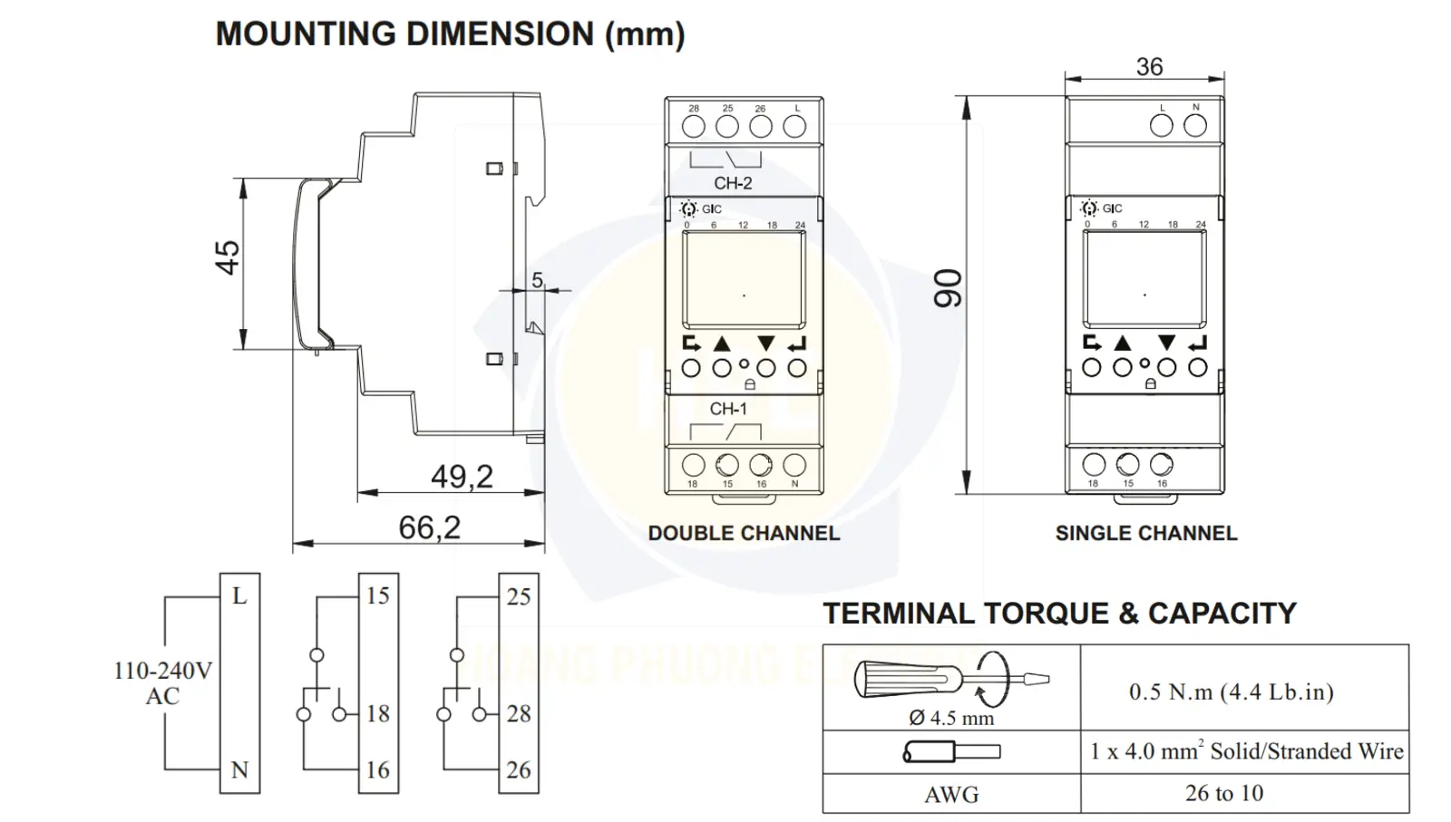 T2DDT7 GIC Bộ lập trình thời gian GIC 110 – 240 VAC