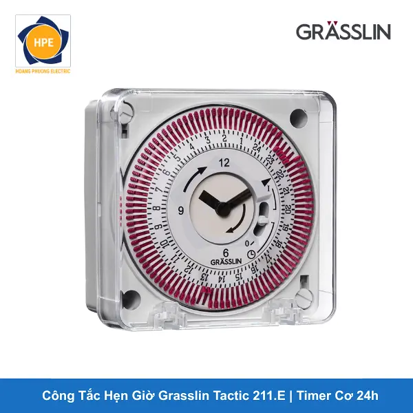 Công Tắc Hẹn Giờ Grasslin Tactic 211.E Timer Cơ 24h Thanh Ray Đức