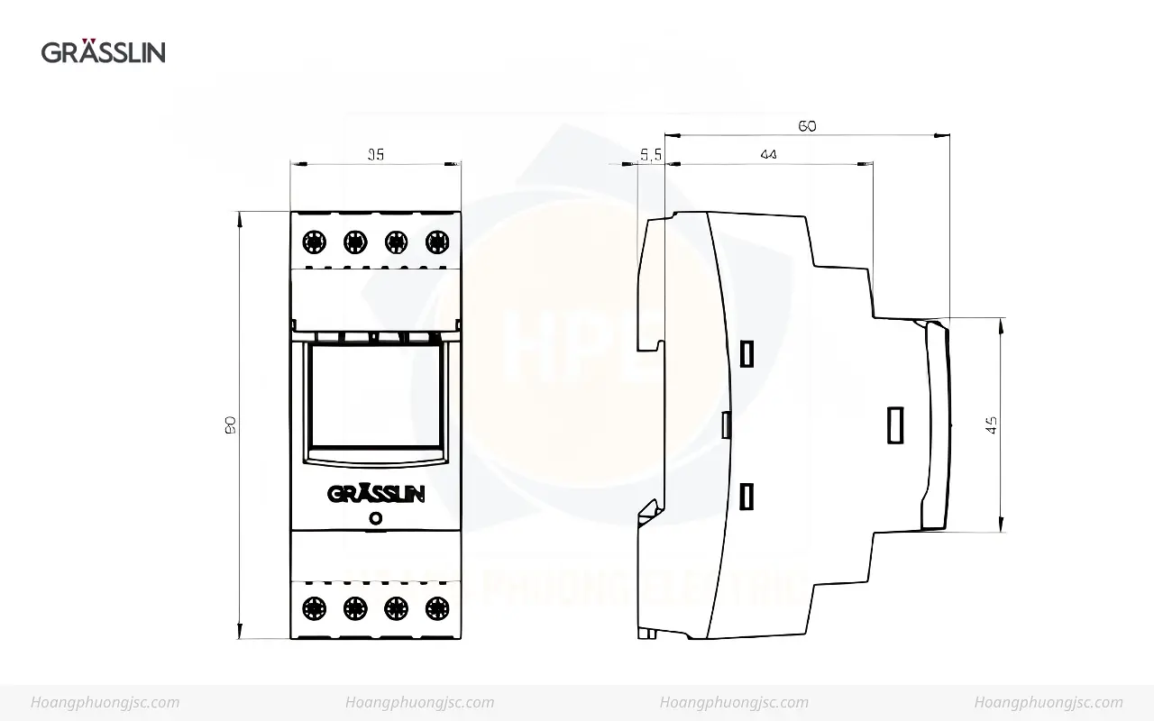 Kích Thước Công Tắc Định Thời Gian Grasslin Talento Smart B25