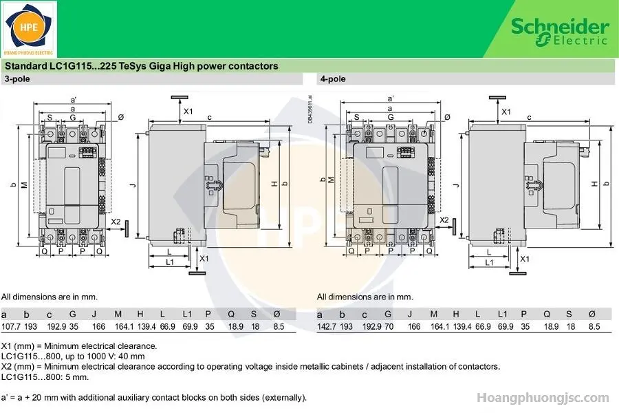 Contactor Schneider TeSys Giga (LC1G) là dòng khởi động từ công suất lớn thế hệ mới của Schneider Electric, được thiết kế cho các ứng dụng động cơ từ 115A đến 800A.