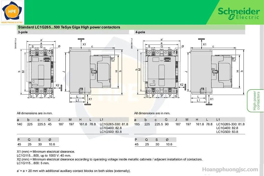 Contactor Schneider TeSys Giga (LC1G) là dòng khởi động từ công suất lớn thế hệ mới của Schneider Electric, được thiết kế cho các ứng dụng động cơ từ 115A đến 800A.