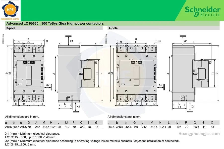 Contactor Schneider TeSys Giga (LC1G) là dòng khởi động từ công suất lớn thế hệ mới của Schneider Electric, được thiết kế cho các ứng dụng động cơ từ 115A đến 800A.