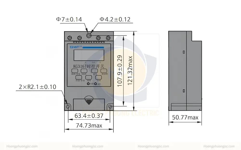 Kích thước Đồng hồ hẹn giờ Chint KG316T