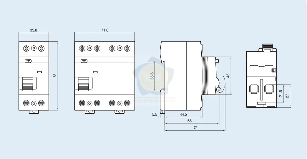 LC100H 3P+N 50A | Aptomat chống giật RCCB 3P+N 50A 10kA LS