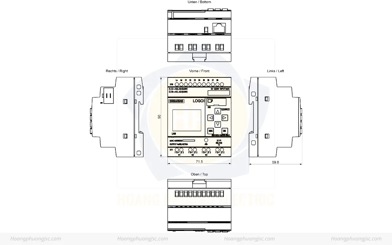 Kích thước Siemens Simatic 6ED1052-1MD08-0BA2 LOGO! 1224RCE Siemens