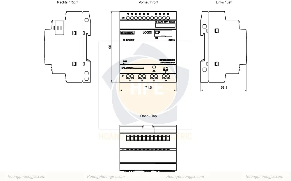 Kích thước Siemens Simatic 6ED1052-2HB08-0BA1