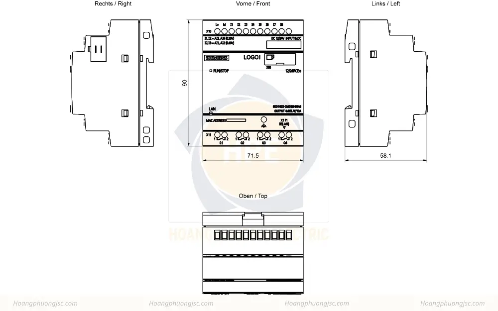 Kích thước Siemens Simatic 6ED1052-2MD08-0BA1